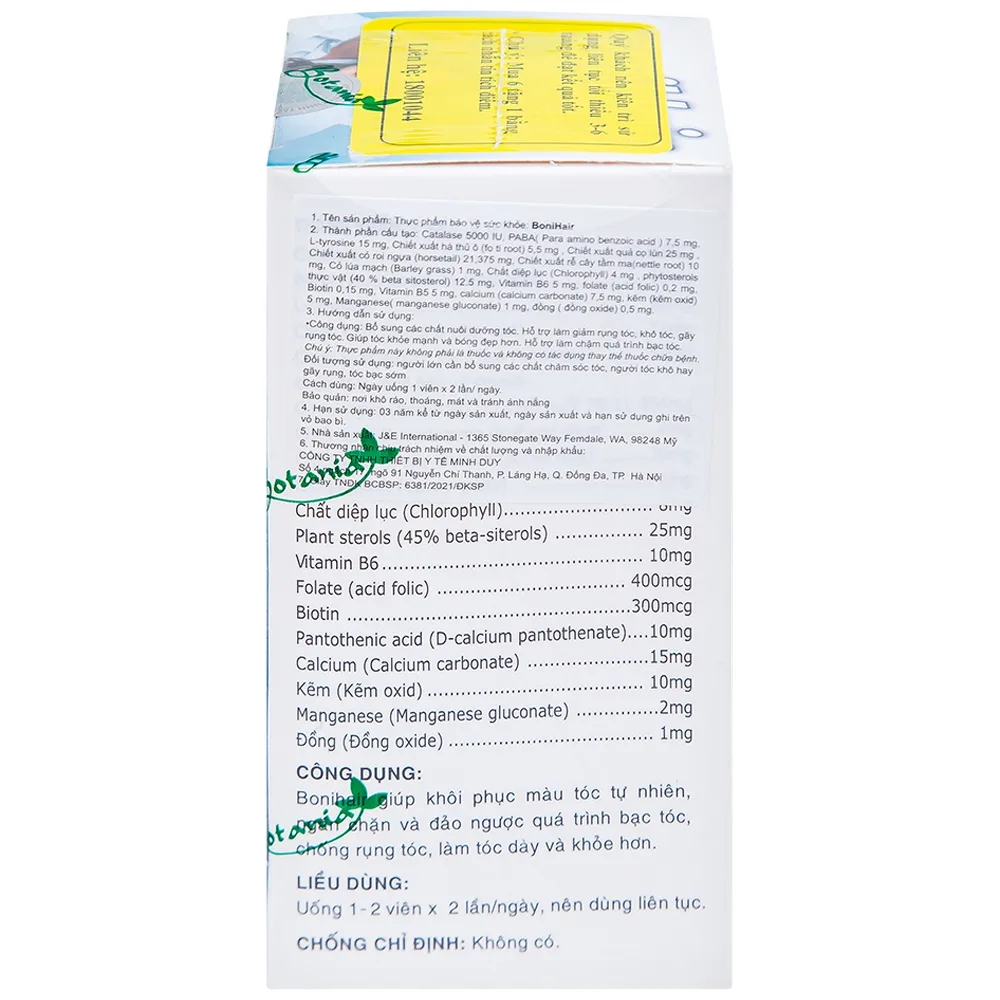 Hình ảnh Viên uống BoniHair Botania bổ sung các chất nuôi dưỡng tóc (30 viên)