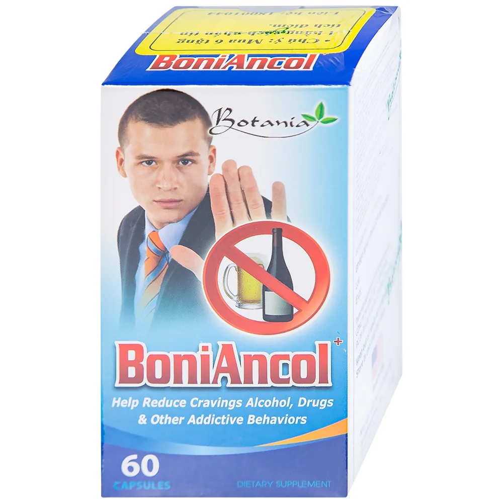 Hình ảnh Viên uống BoniAncol Botania giảm cảm giác thèm rượu và thói quen gây nghiện khác (60 viên)