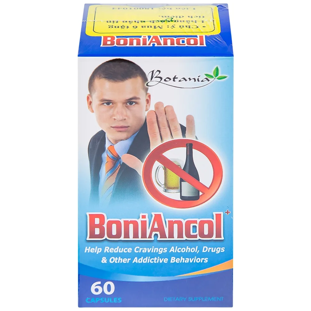 Hình ảnh Viên uống BoniAncol Botania giảm cảm giác thèm rượu và thói quen gây nghiện khác (60 viên)