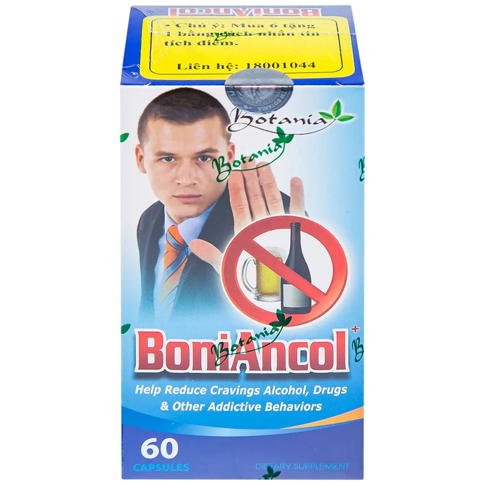 Hình ảnh Viên uống BoniAncol Botania giảm cảm giác thèm rượu và thói quen gây nghiện khác (60 viên)
