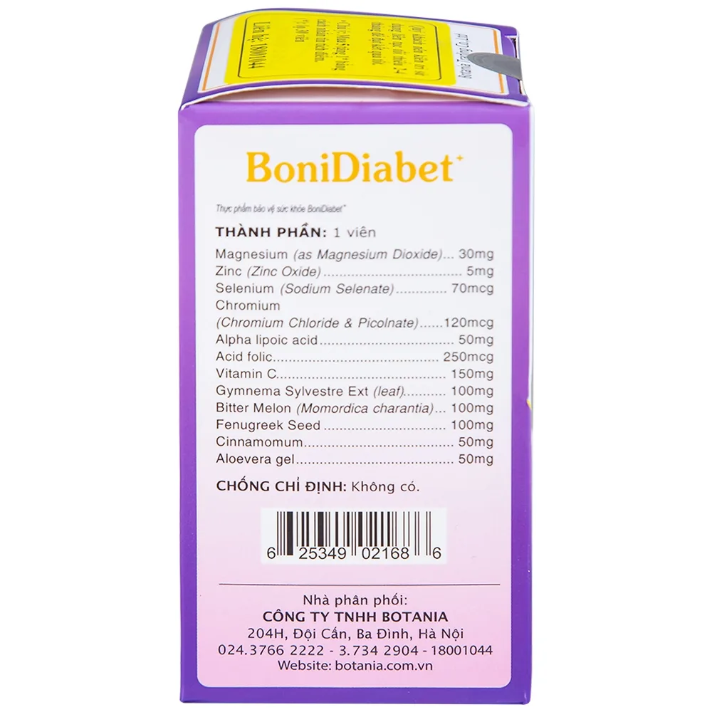 Hình ảnh Viên uống BoniDiabet Botania hỗ trợ điều trị bệnh tiểu đường, làm giảm glucose máu (60 viên)