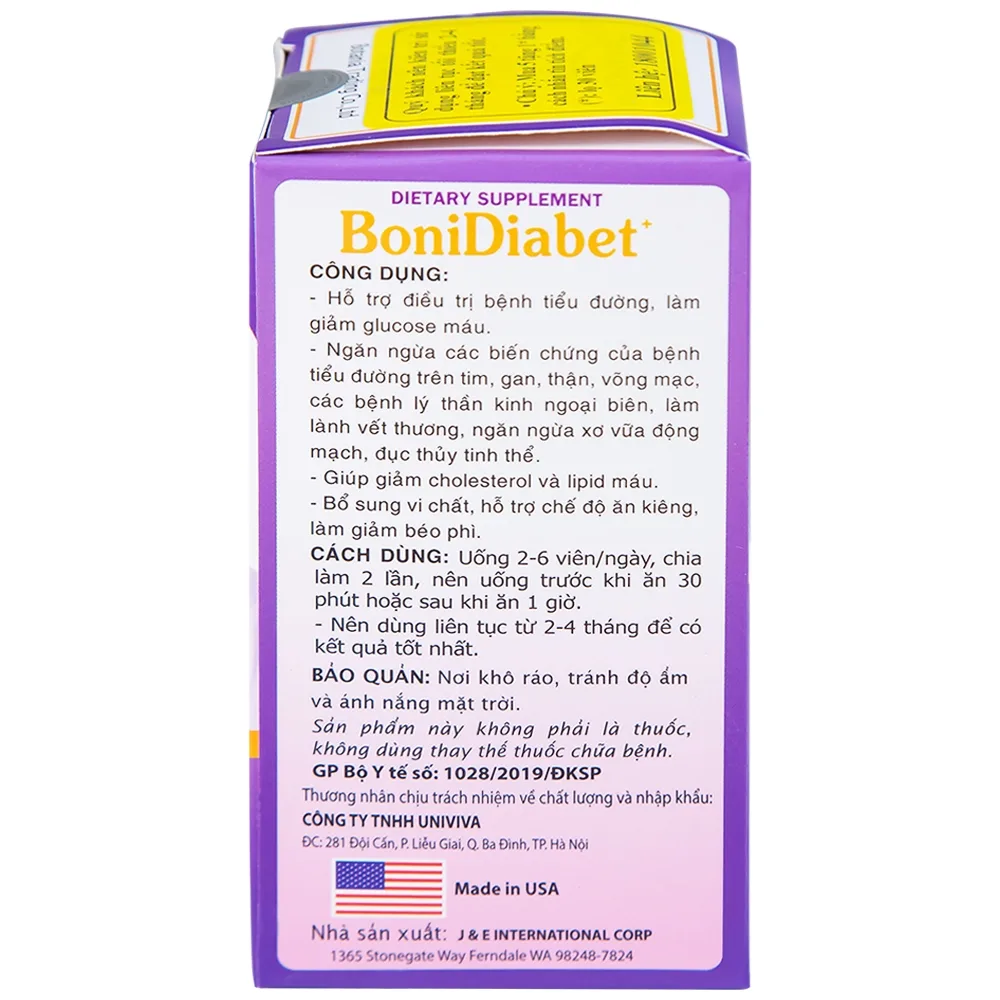 Hình ảnh Viên uống BoniDiabet Botania hỗ trợ điều trị bệnh tiểu đường, làm giảm glucose máu (60 viên)