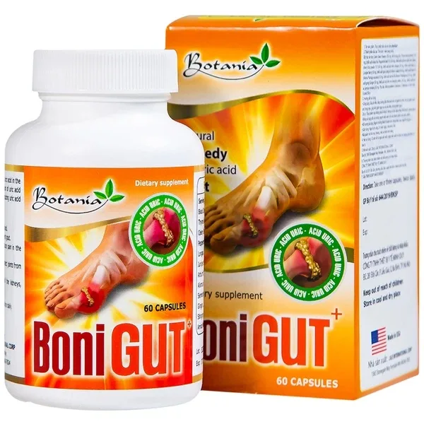 Hình ảnh Viên uống BoniGut Botania giảm nồng độ acid uric trong máu, hỗ trợ điều trị bệnh gout (60 viên)
