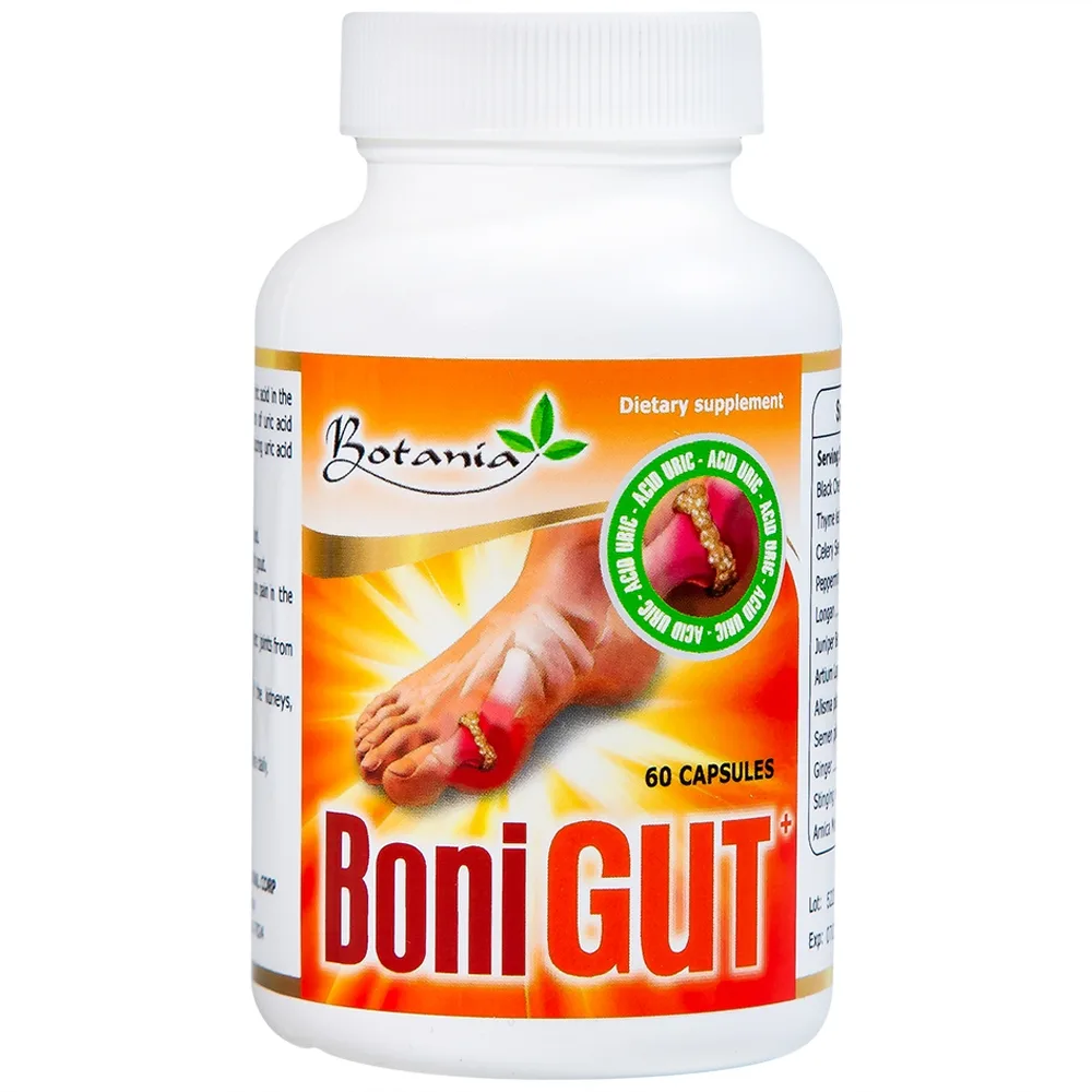 Hình ảnh Viên uống BoniGut Botania giảm nồng độ acid uric trong máu, hỗ trợ điều trị bệnh gout (60 viên)
