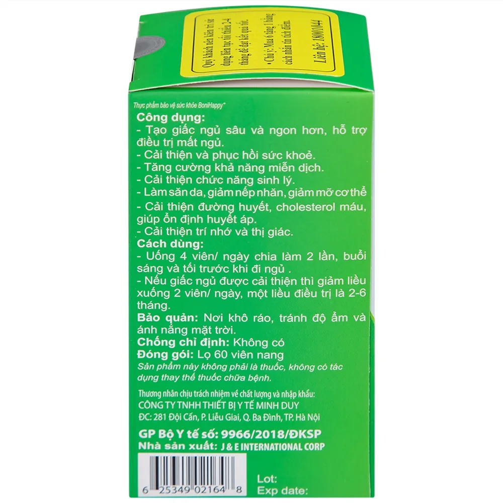 Hình ảnh Viên uống BoniHappy Botania hỗ trợ điều trị mất ngủ, cải thiện và phục hồi sức khỏe (60 viên) 