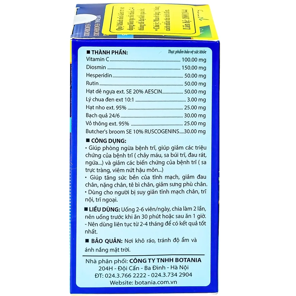 Hình ảnh Viên uống BoniVein Botania hỗ trợ tăng sức bền của tĩnh mạch (30 viên)