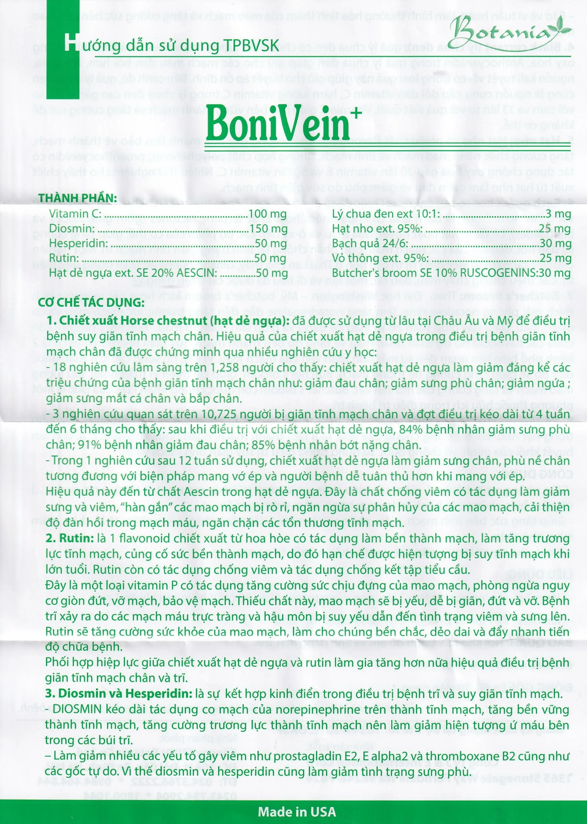 Hình ảnh Viên uống BoniVein Botania hỗ trợ tăng sức bền của tĩnh mạch (30 viên)