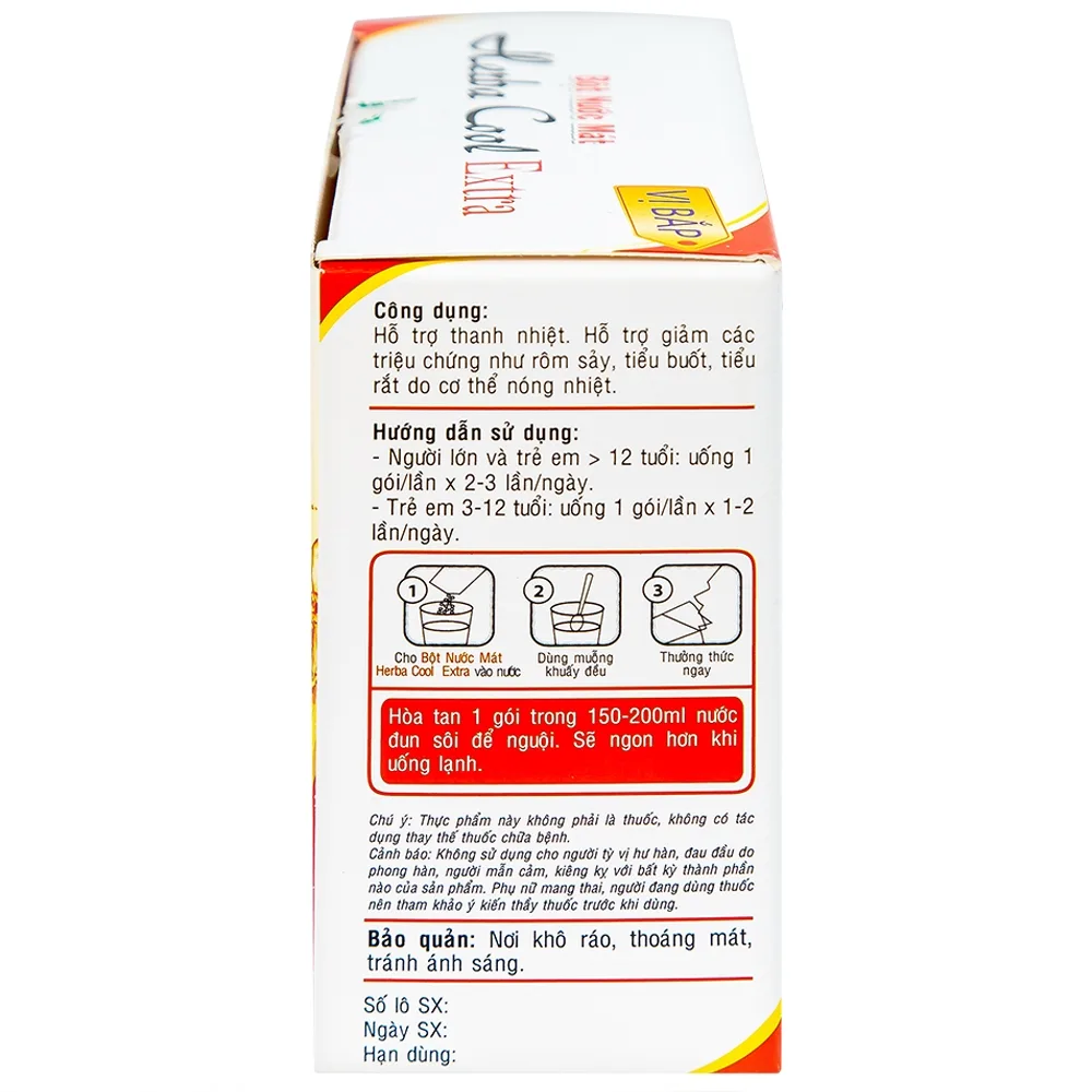 Hình ảnh Bột nước mát Herbal Cool Extra thanh nhiệt, mát gan, lợi tiểu (10 gói)