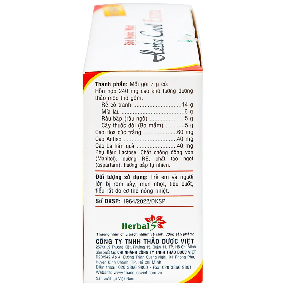 Hình ảnh Bột nước mát Herbal Cool Extra thanh nhiệt, mát gan, lợi tiểu (10 gói)