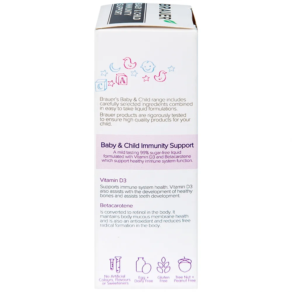 Hình ảnh Siro Brauer Baby & Child Immunity Support hỗ trợ bổ sung betacaroten và vitamin D3 cho trẻ (100ml)