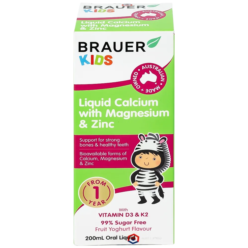 Hình ảnh Siro Brauer Baby Kids Liquid Calcium With Magnesium And Zinc 200ml hỗ trợ xương, răng chắc khỏe