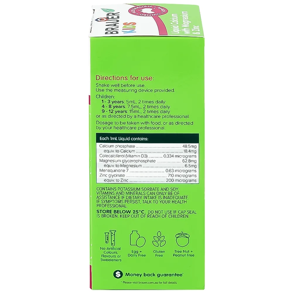 Hình ảnh Siro Brauer Baby Kids Liquid Calcium With Magnesium And Zinc 200ml hỗ trợ xương, răng chắc khỏe