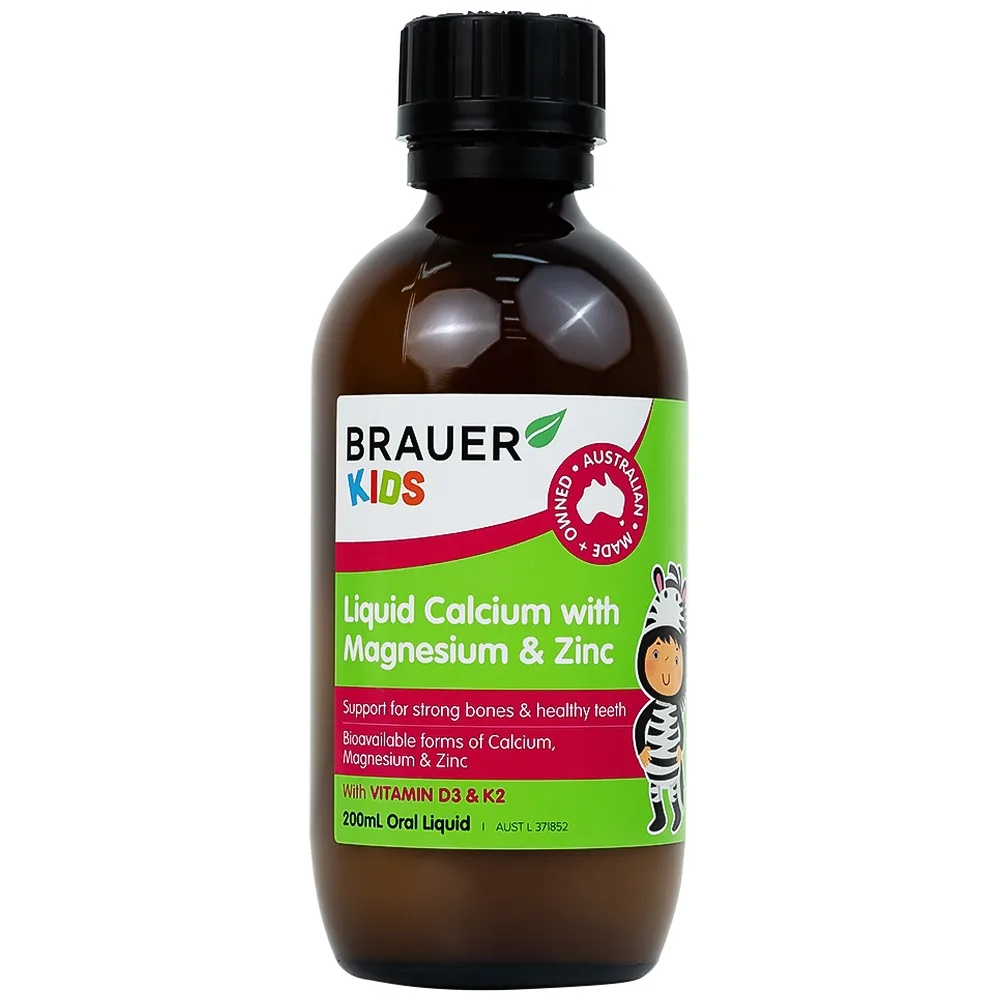 Hình ảnh Siro Brauer Baby Kids Liquid Calcium With Magnesium And Zinc 200ml hỗ trợ xương, răng chắc khỏe
