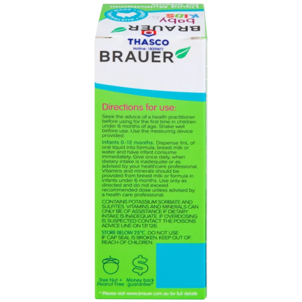 Hình ảnh Siro Brauer Baby & Kids Liquid Multivitamin For Infants bổ sung vitamin tăng cường sức khỏe (45ml)