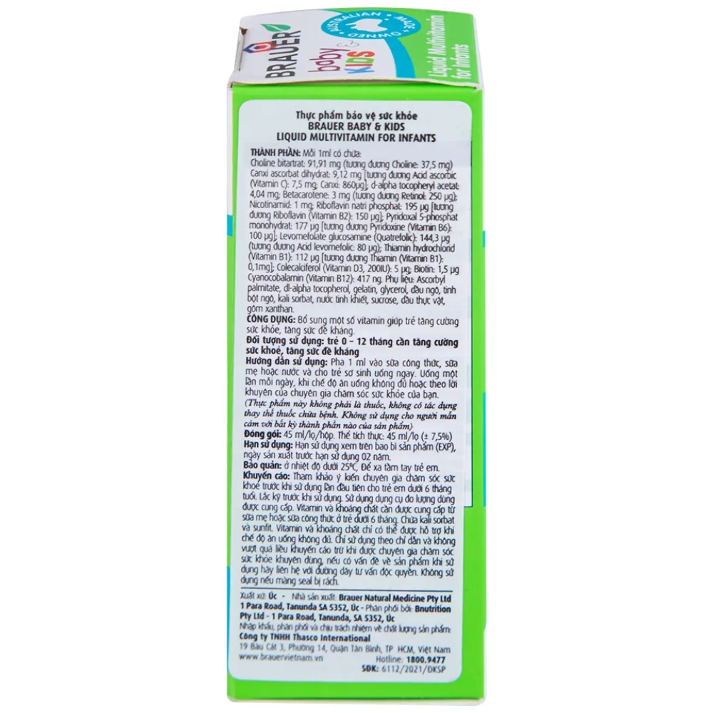 Hình ảnh Siro Brauer Baby & Kids Liquid Multivitamin For Infants bổ sung vitamin tăng cường sức khỏe (45ml)
