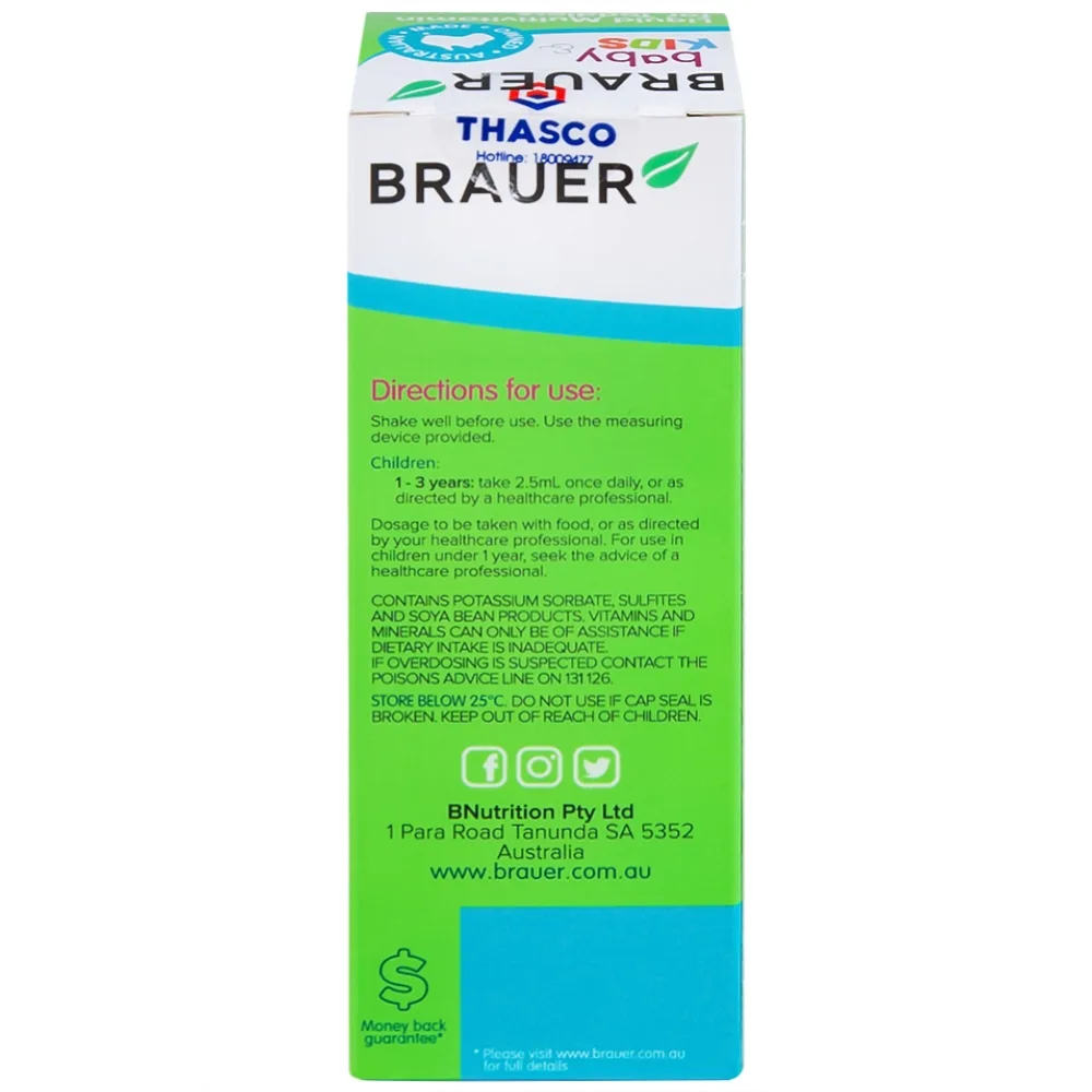 Hình ảnh Siro Brauer Baby & Kids Liquid Multivitamin For Toddlers bổ sung một số vitamin và khoáng chất (100ml)