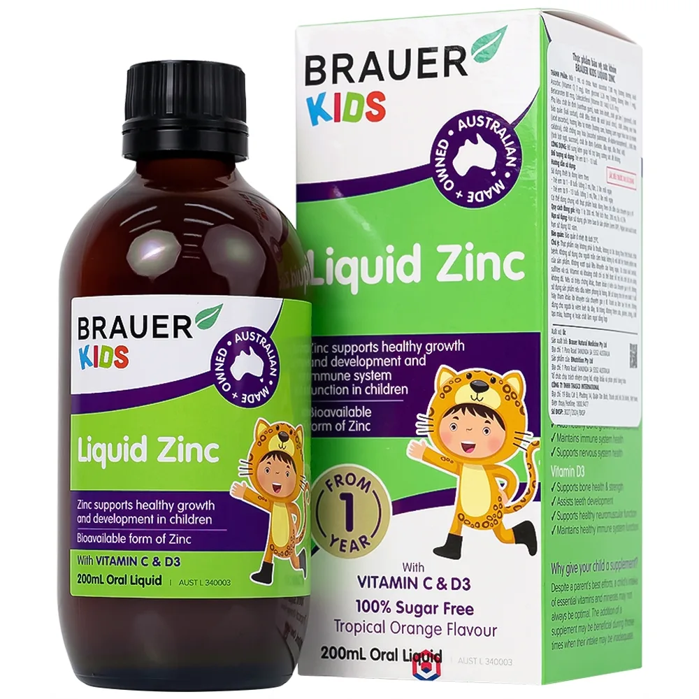 Hình ảnh Siro Brauer Baby & Kids Liquid Zinc bổ sung kẽm, tăng sức đề kháng cho trẻ (200ml)