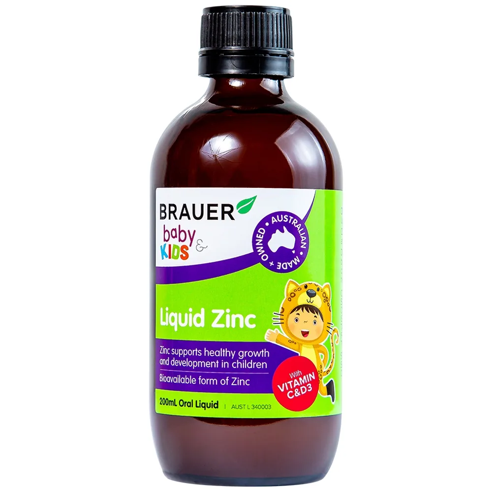 Hình ảnh Siro Brauer Baby & Kids Liquid Zinc bổ sung kẽm, tăng sức đề kháng cho trẻ (200ml)