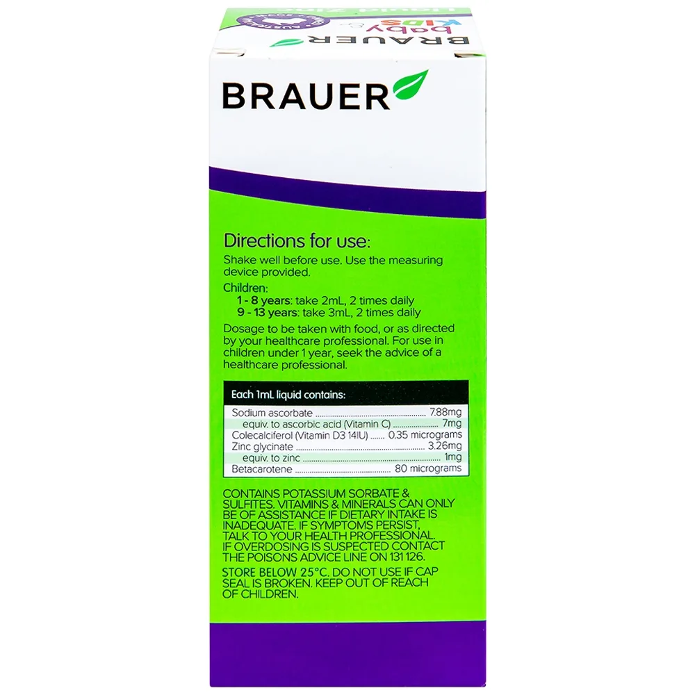 Hình ảnh Siro Brauer Baby & Kids Liquid Zinc bổ sung kẽm, tăng sức đề kháng cho trẻ (200ml)