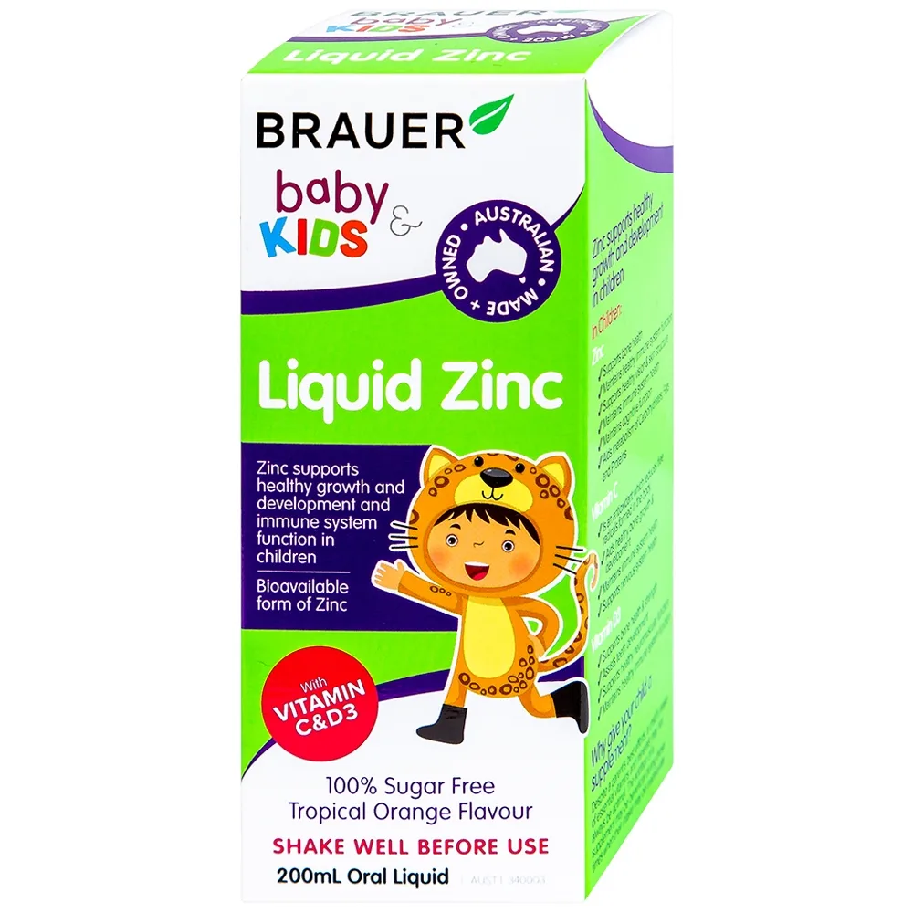 Hình ảnh Siro Brauer Baby & Kids Liquid Zinc bổ sung kẽm, tăng sức đề kháng cho trẻ (200ml)