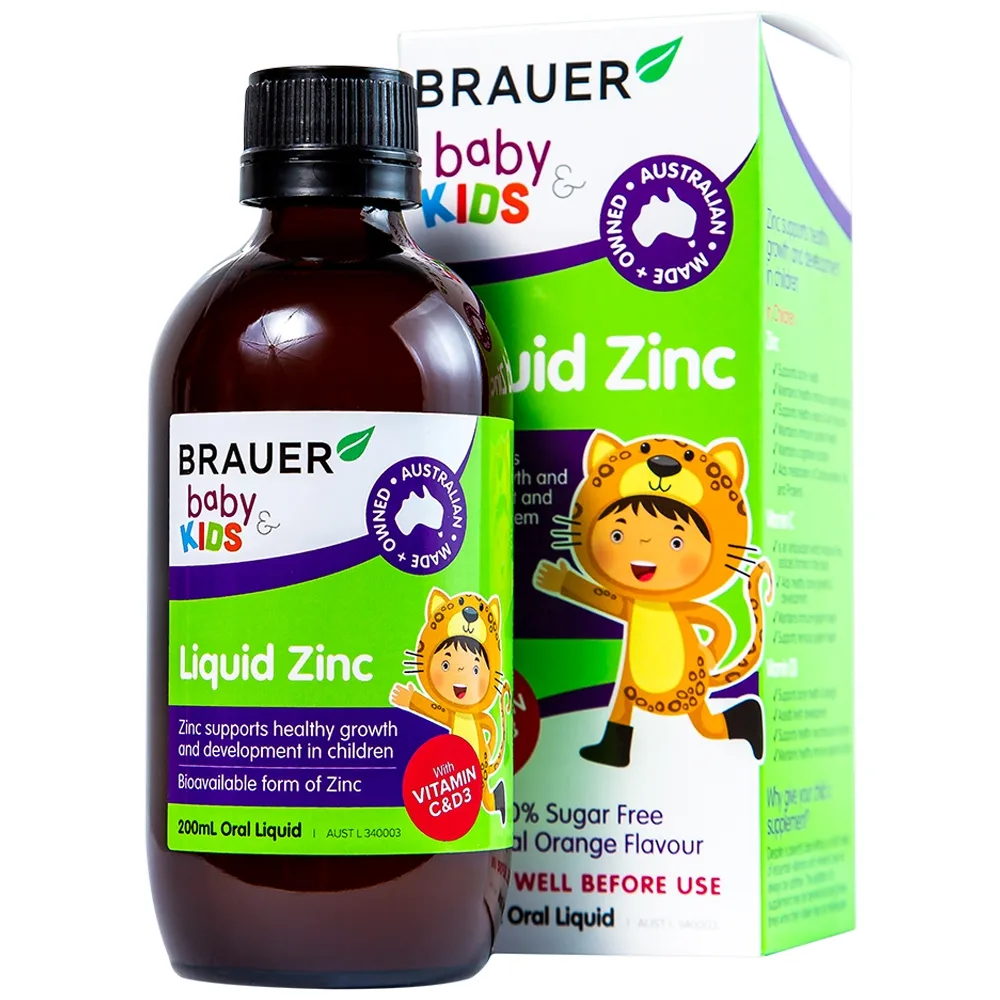Hình ảnh Siro Brauer Baby & Kids Liquid Zinc bổ sung kẽm, tăng sức đề kháng cho trẻ (200ml)