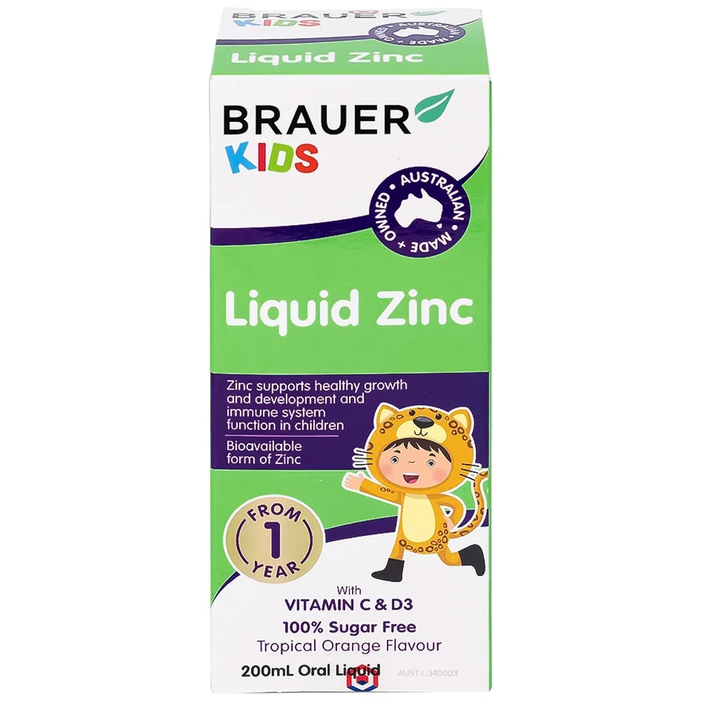Hình ảnh Siro Brauer Baby & Kids Liquid Zinc bổ sung kẽm, tăng sức đề kháng cho trẻ (200ml)