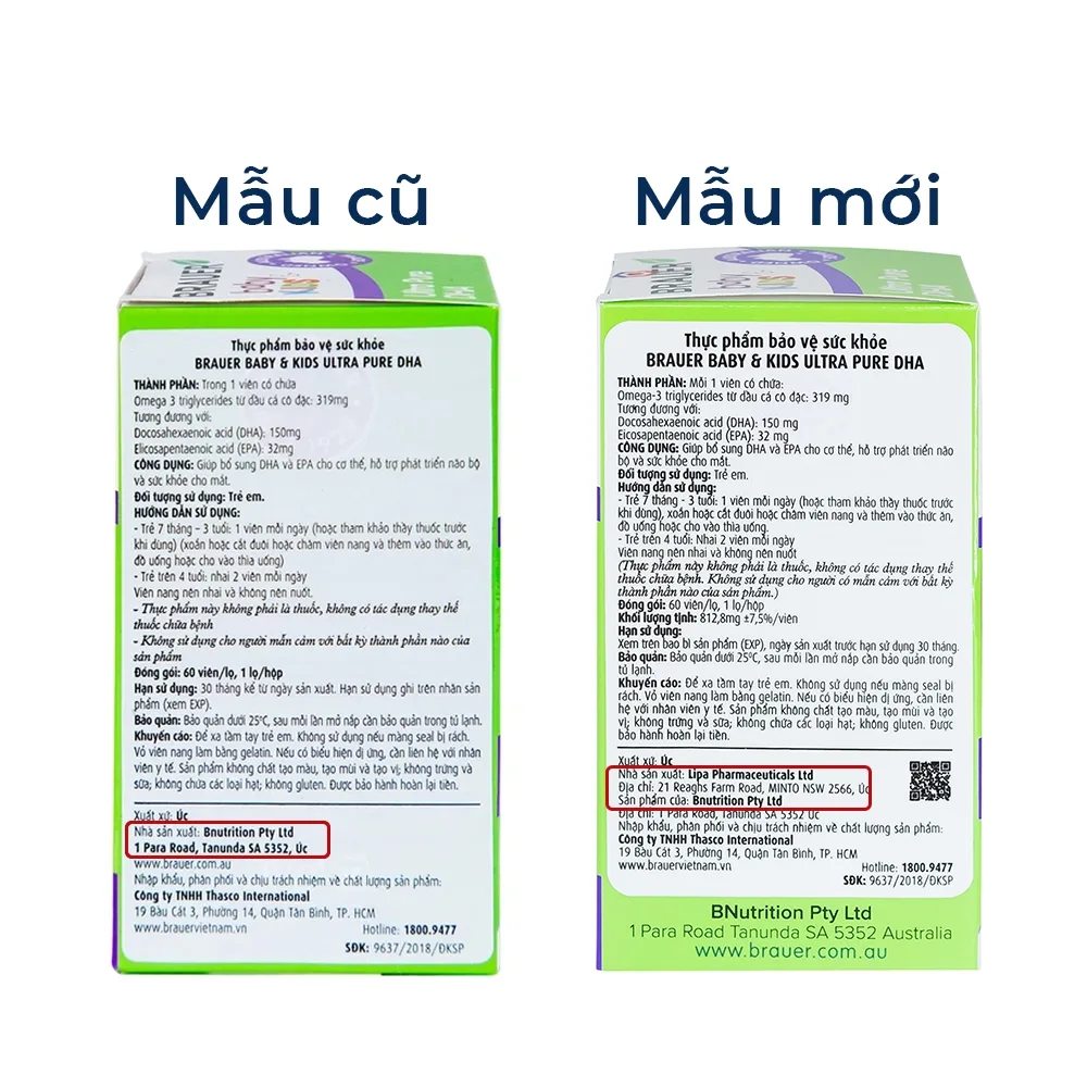 Hình ảnh Viên uống Brauer Baby & Kids Ultra Pure DHA hỗ trợ phát triển não bộ, sức khỏe cho mắt (60 viên)