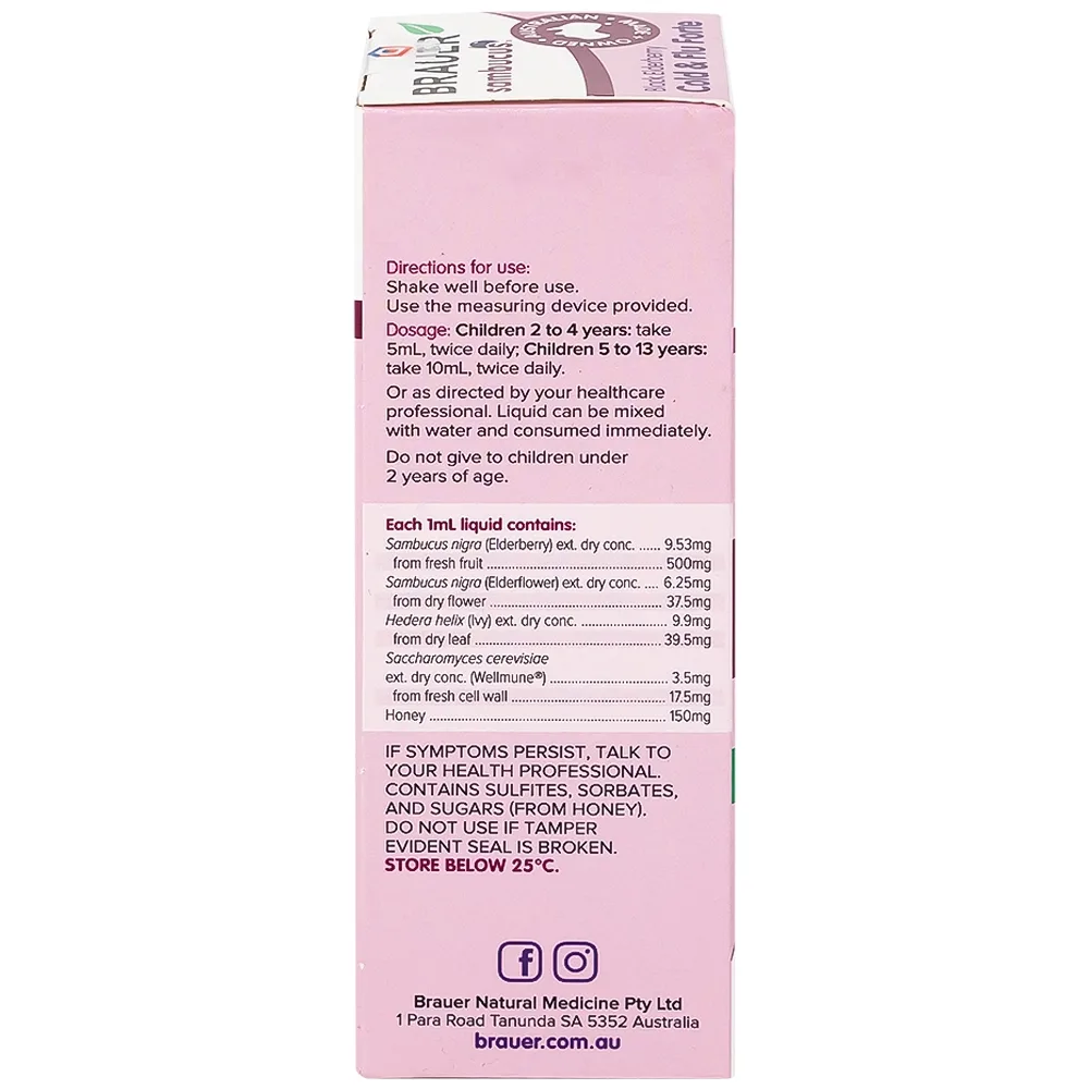 Hình ảnh Dung dịch Black ElderBerry Cold And Flu Forte 100ml Brauer hỗ trợ giảm các triệu chứng ho, sổ mũi do cảm