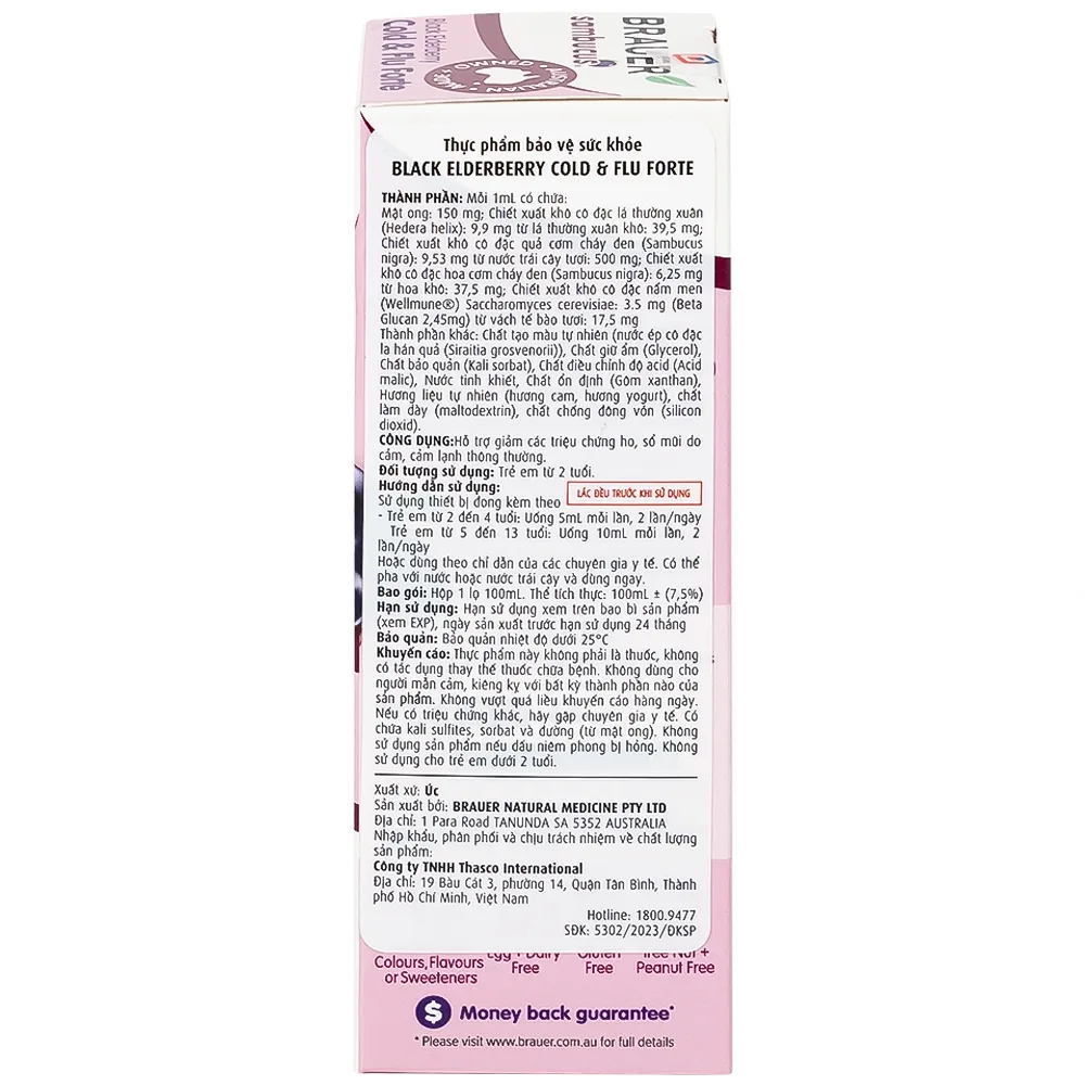 Hình ảnh Dung dịch Black ElderBerry Cold And Flu Forte 100ml Brauer hỗ trợ giảm các triệu chứng ho, sổ mũi do cảm