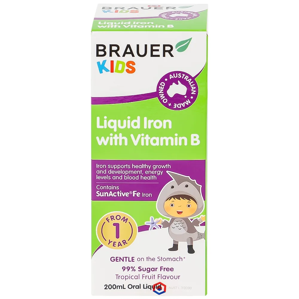 Hình ảnh Siro Brauer Kids Liquid Iron With Vitamin B bổ sung sắt và vitamin hỗ trợ giảm thiếu máu (200ml)