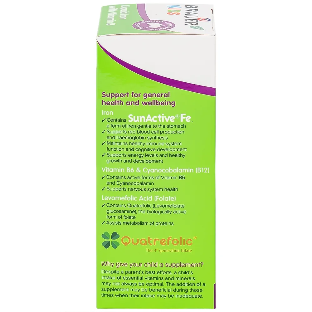 Hình ảnh Siro Brauer Kids Liquid Iron With Vitamin B bổ sung sắt và vitamin hỗ trợ giảm thiếu máu (200ml)