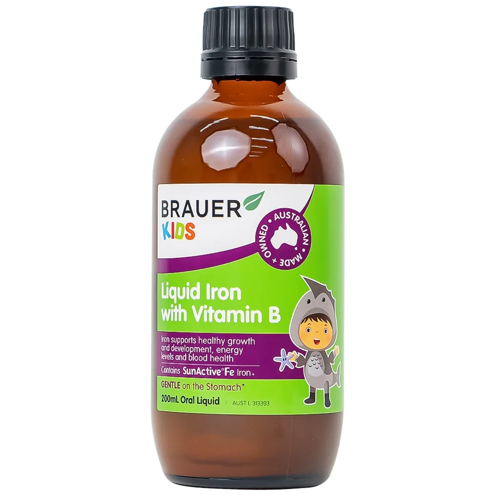 Hình ảnh Siro Brauer Kids Liquid Iron With Vitamin B bổ sung sắt và vitamin hỗ trợ giảm thiếu máu (200ml)