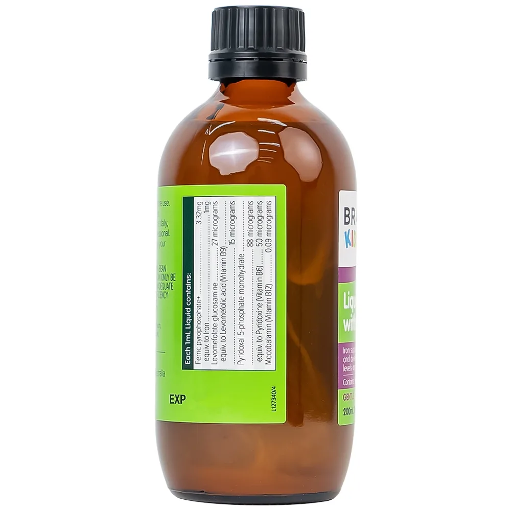 Hình ảnh Siro Brauer Kids Liquid Iron With Vitamin B bổ sung sắt và vitamin hỗ trợ giảm thiếu máu (200ml)
