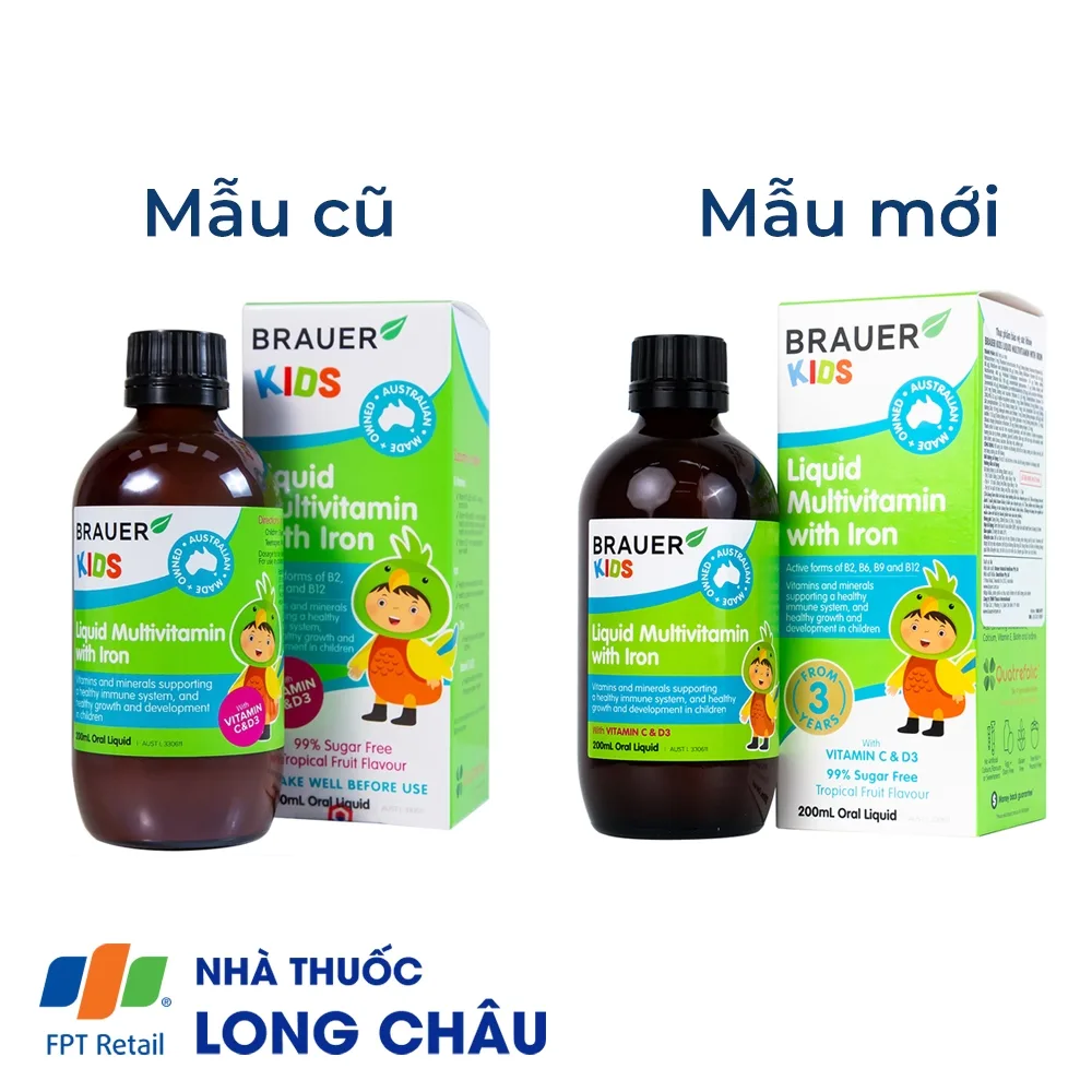 Hình ảnh Siro Brauer Kids Liquid Multivitamin With Iron bổ sung vitamin và khoáng chất cho trẻ (200ml)