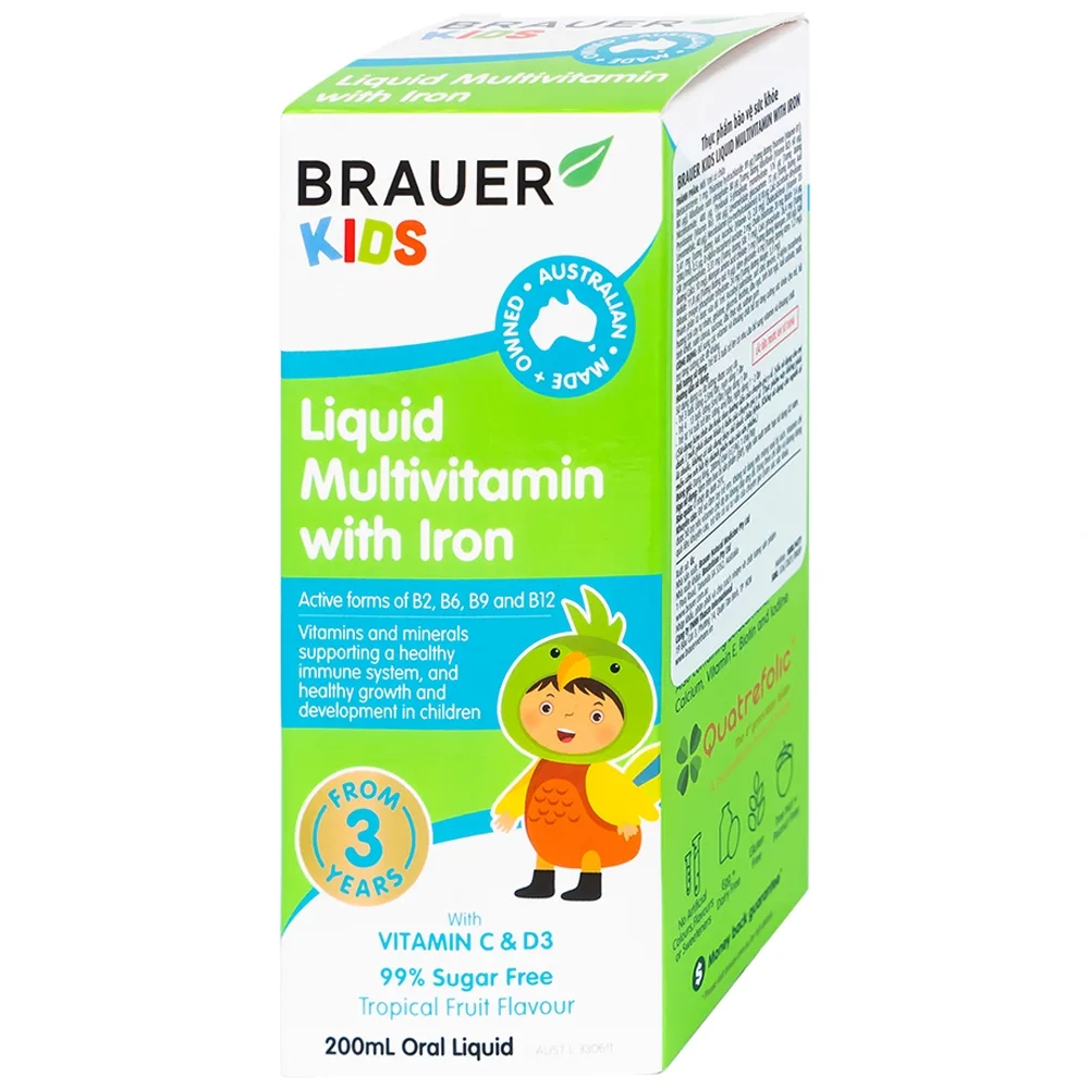 Hình ảnh Siro Brauer Kids Liquid Multivitamin With Iron bổ sung vitamin và khoáng chất cho trẻ (200ml)