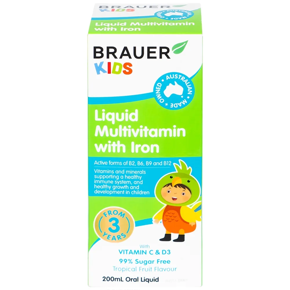 Hình ảnh Siro Brauer Kids Liquid Multivitamin With Iron bổ sung vitamin và khoáng chất cho trẻ (200ml)