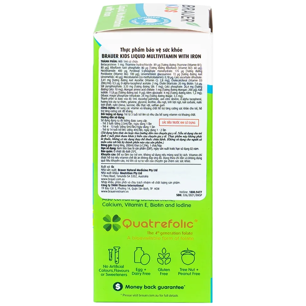Hình ảnh Siro Brauer Kids Liquid Multivitamin With Iron bổ sung vitamin và khoáng chất cho trẻ (200ml)