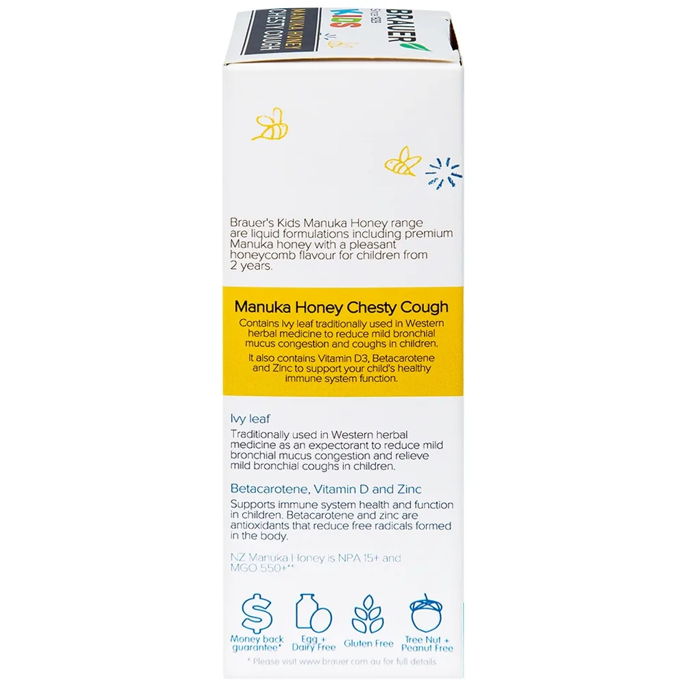 Hình ảnh Siro Brauer Kids Manuka Honey Chesty Cough hỗ trợ tăng cường sức đề kháng, hạn chế ho nhiều (100ml)