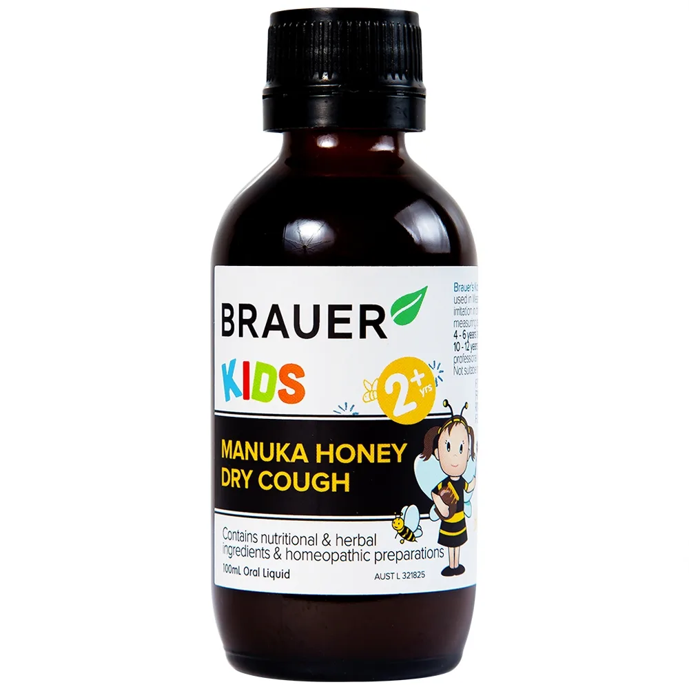 Hình ảnh Siro Brauer Kids Manuka Honey Dry Cough hỗ trợ giảm chứng ho khan, giảm đau rát họng ở trẻ (100ml)