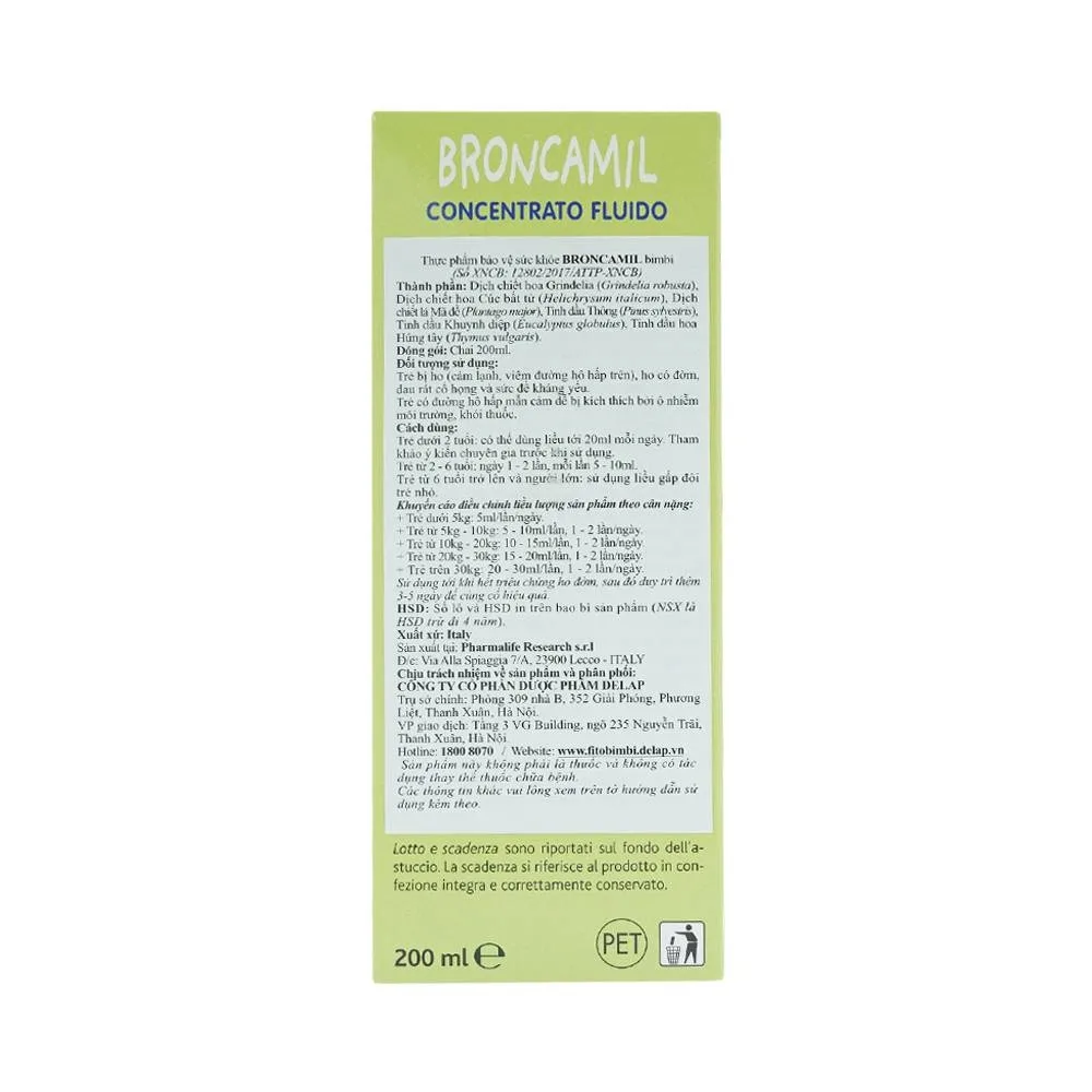 Hình ảnh Siro Broncamil Pharmalife hỗ trợ giảm ho do viêm họng, viêm phế quản (200ml)