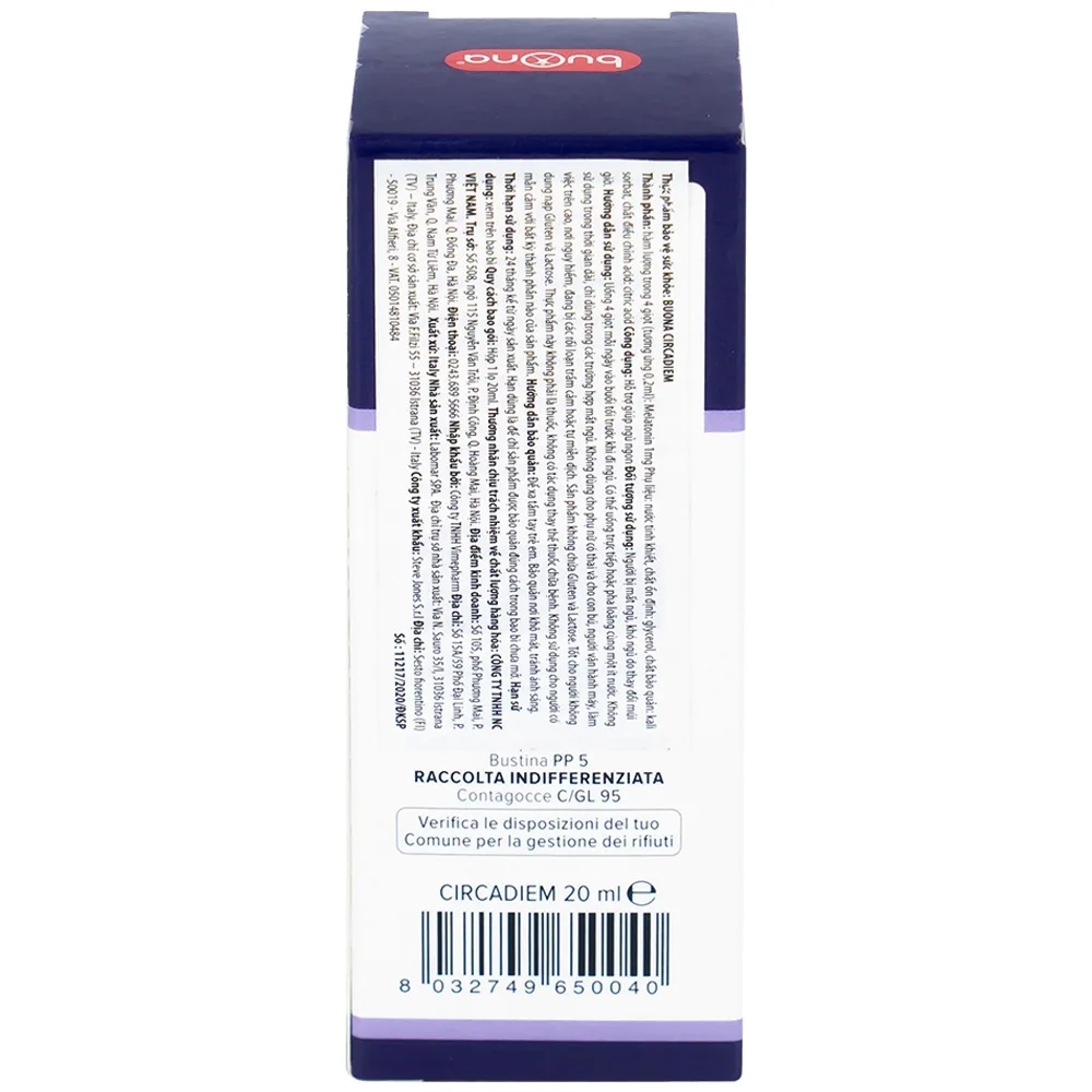 Hình ảnh Thực phẩm bảo vệ sức khỏe Buona Circadiem hỗ trợ giúp ngủ ngon (20ml)