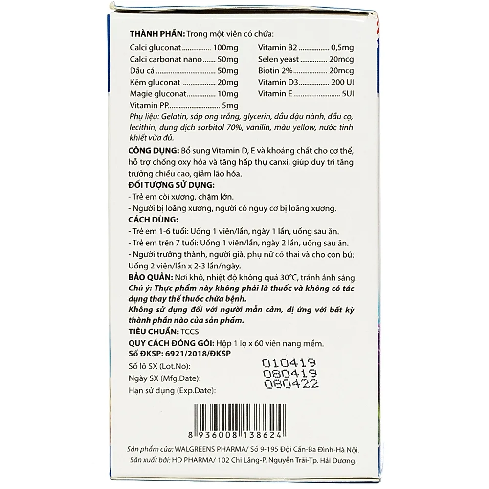 Hình ảnh Viên uống Calcium Plus Puri bổ sung vitamin D, E và khoáng chất, chống oxy hóa (60 viên)