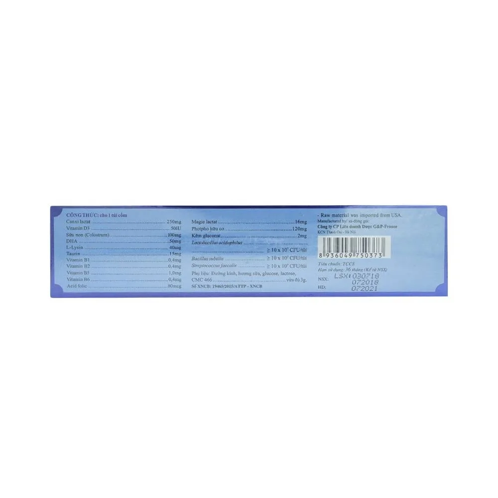 Hình ảnh Cốm hòa tan Canxi Baby New G&P France chống còi xương, phát triển chiều cao trẻ em (30 gói x 3g)