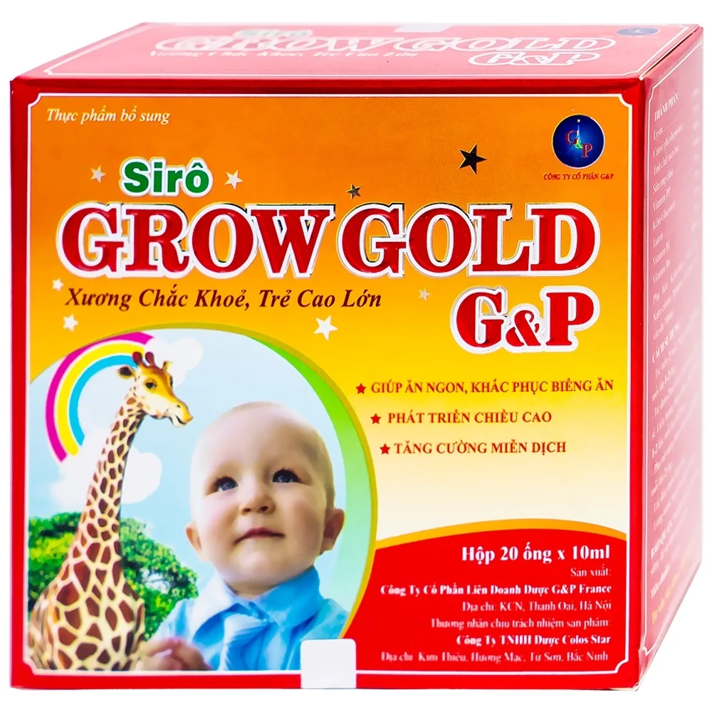 Hình ảnh Siro Grow Gold G&P giúp ăn ngon, khắc phục biếng ăn, phát triển chiều cao (20 ống x 10ml)