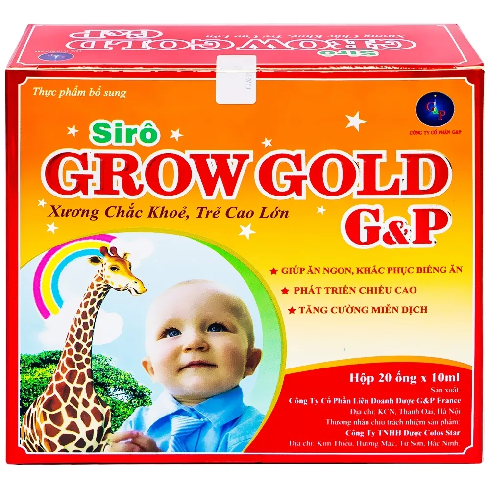 Hình ảnh Siro Grow Gold G&P giúp ăn ngon, khắc phục biếng ăn, phát triển chiều cao (20 ống x 10ml)