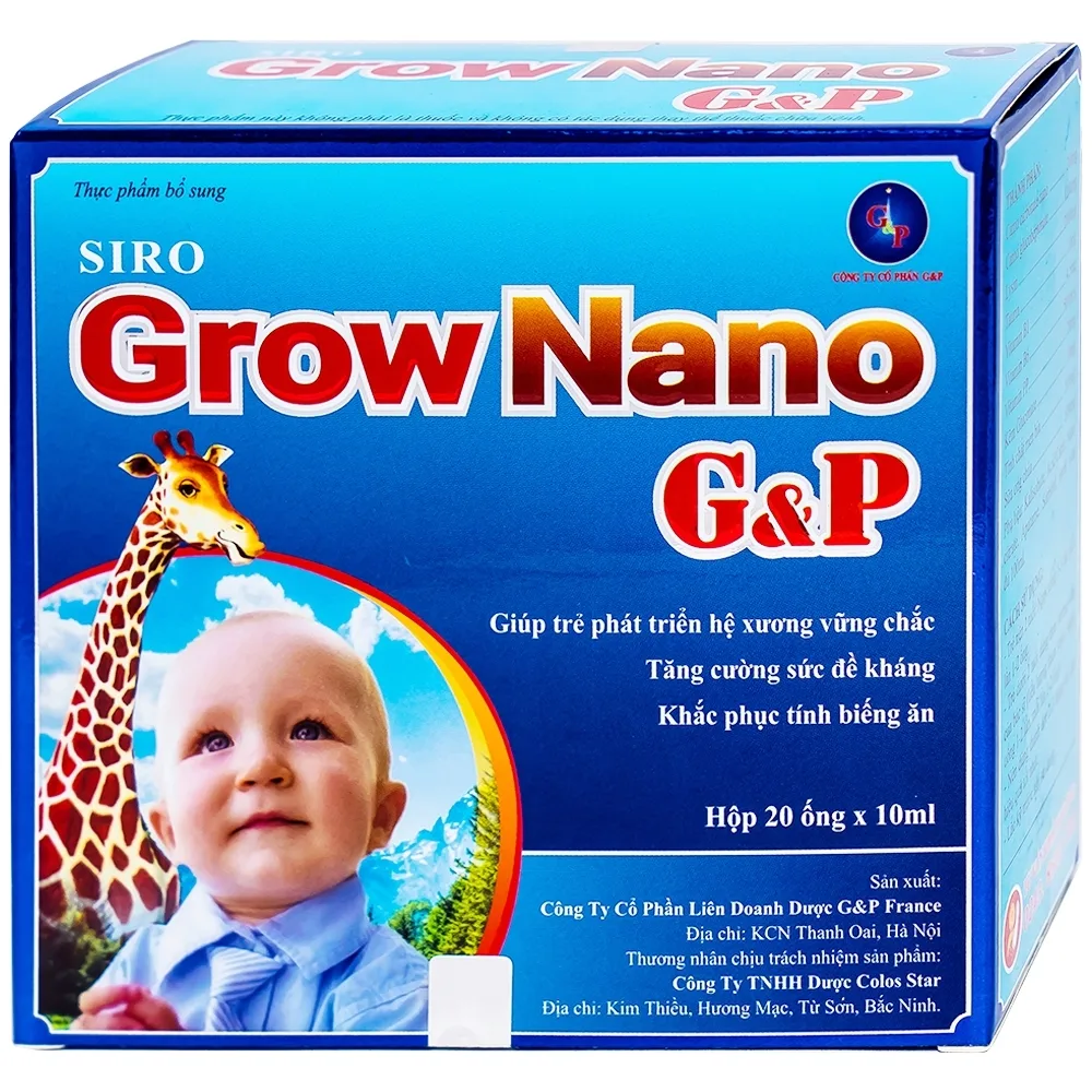 Hình ảnh Siro Grow Nano G&P giúp trẻ phát triển hệ xương, tăng cường đề kháng (20 ống x 10ml)