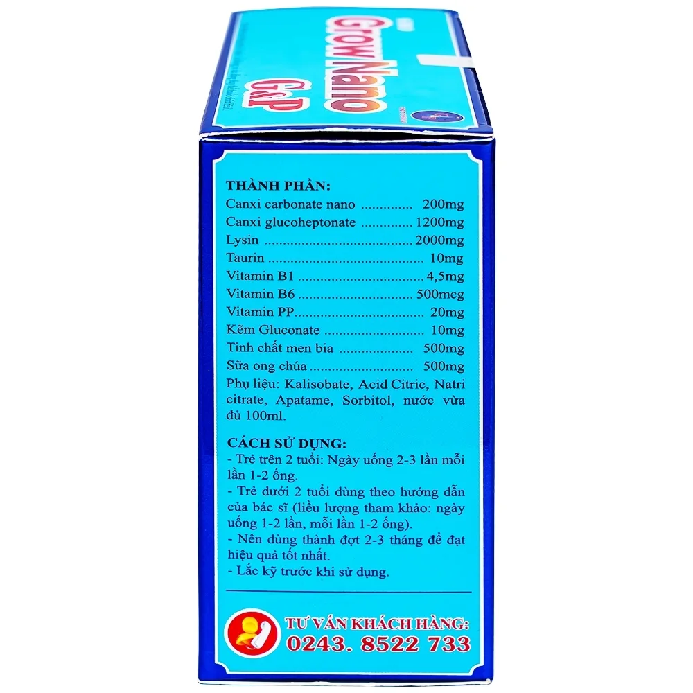 Hình ảnh Siro Grow Nano G&P giúp trẻ phát triển hệ xương, tăng cường đề kháng (20 ống x 10ml)