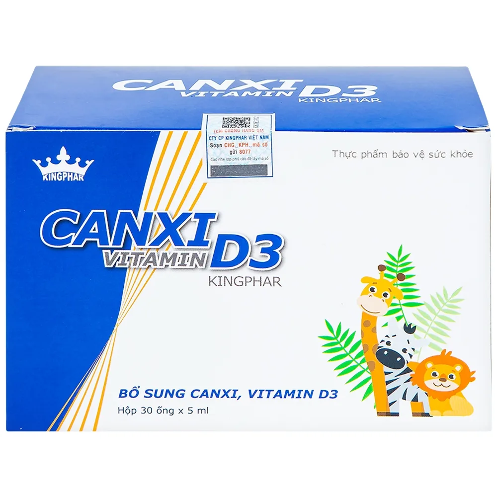 Hình ảnh Hỗn dịch Canxi Vitamin D3 KingPhar bổ sung canxi, vitamin D3, hỗ trợ xương răng chắc khỏe (30 ống x 5ml)