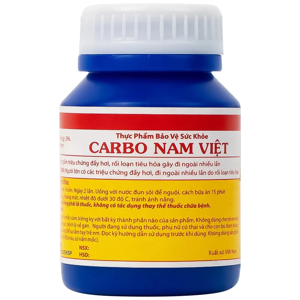 Hình ảnh Thực phẩm bảo vệ sức khỏe Carbo Nam Việt giảm triệu chứng đầy hơi (100 viên)
