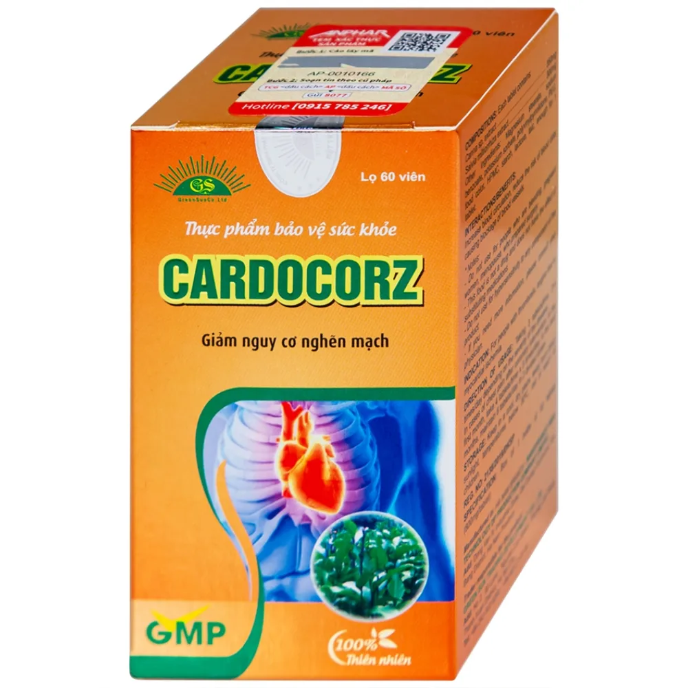 Hình ảnh Viên uống Cardocorz NanoFrance tăng cường lưu thông máu, giảm nguy cơ huyết khổi (60 viên)